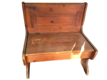 Small Vintage Wood Storage Dining Bench Seat