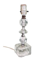 Vintage Clear Glass Cube Accent Table Lamp No Shade