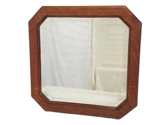 Vintage Oak Beveled Wall Mirror