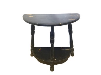 Vintage Black Wood Half Round Console/Accent Table