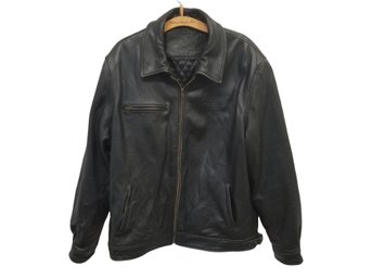 Men's Black Leather Jacket - Size XLT