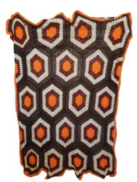 Vintage Brown, Orange & White Handmade Afghan