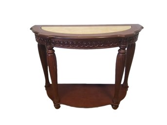 Wooden 2-tier Half Moon Shaped Console Table