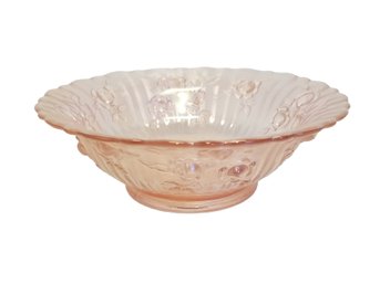 Unique Antique Pink Iridescent Fenton Carnival Glass 9' Bowl - Stamped