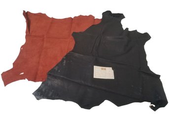 Burnt Brown Orange & Black Leather Suede Pelts