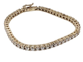 Ladies Sterling Silver 925 Gold Plated & Crystal 7.5' Tennis Bracelet (Bag E)