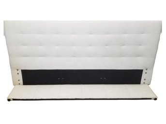 King Sized White Faux Leather Tufted Headboard, Sideboards, Footboard & Slats  Frame