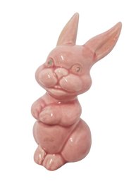 1940's Collectible Pink Ceramic Bunny Cotton Ball Dispenser  968 USA