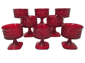 Set Of 8 Vintage 1970's Noritake Ruby Red Spotlight Dessert Goblets