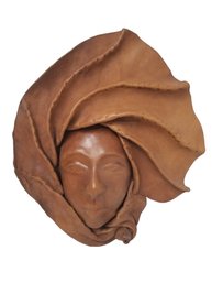 Vintage Handmade Molded Leather 3D Face Sculpture