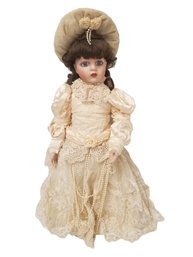 1990's Porcelain Victorian Bru Bride Doll By Franklin Mint