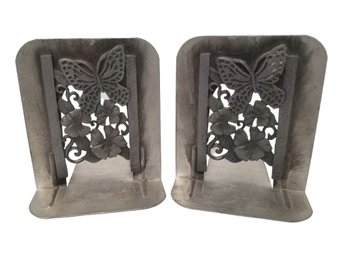 1978 Metzke Pewter Butterfly Bookends