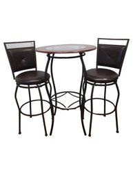 3-piece Pub Dining Table With Glass Top & Swivel Chairs