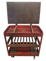 Metal & Wood Rolling Cart With Flip Up Top