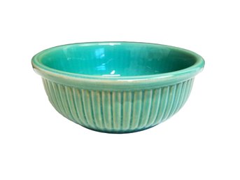 Vintage Weller Pottery 6.5' Aqua Ribbed & Fluted Bowl