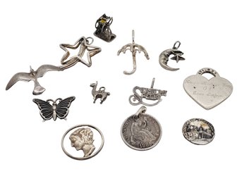 Lot Of Vintage Sterling Silver Small Pendants & Charms