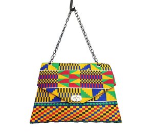 Multicolored African Ankara Print Women's Large Envelope Purse With Shoulder Strap