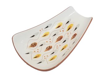 Unique Vintage Stangl Pottery Amber Glo Hand Painted Footed Serving Plate & Relish Tray