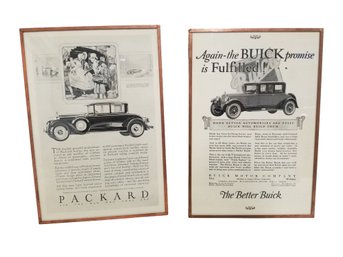 Buick And Packard Car Ads , Original Printing Of Its Era