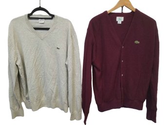 Two Men's Lacoste Sweaters - Size Medium & Large