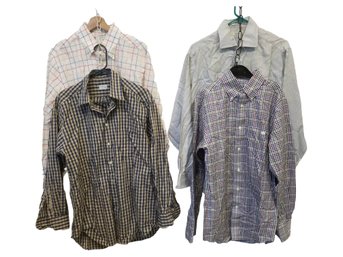 4 Men's Long Sleeve Designer Shirts: Orivs, Faconnable, Lacoste & Bagutta - Sizes S-XL