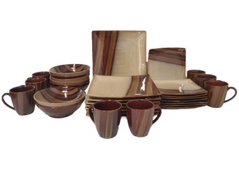 Sango Avanti Brown 4722 Dining Ware Set - 32 Piece Set