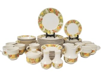 53 Piece Set Vernonware By Metlox Pottery Della Robbia Hand Painted Dinnerware Set - Made In California