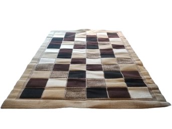 Modern Weave Brown & White Color Block Area Rug 7ft X 10ft