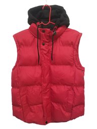 Men's Track 23 Red Puffer Vest With Hood - Size Medium