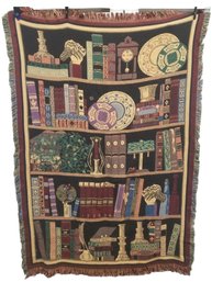 Vintage Goodwin Weavers Bookshelf/Library Tapestry Throw Blanket