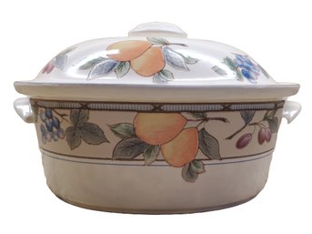 Mikasa Intaglio Garden Harvest Dinnerware Oval Covered Casserole Dish 1.5' Quart