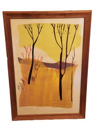 1974 Vintage MCM Framed Artist Signed Limited Edition 3 Of 10 Landscape Trees Painting