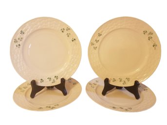 Vintage Porcelain Belleek Shamrock Basket Weave Pattern Salad/luncheon Plates