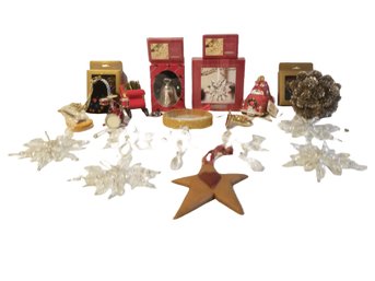 Christmas Tree Ornaments: Smith & Hawken Crystal Ornament, Department 56 & Yankee Candle