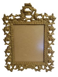 Heavy Antique Baroque Brass Picture Frame With Easel Stand  8x10