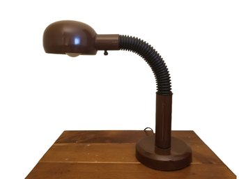 1970's Retro Mod Brown Gooseneck Desk Lamp