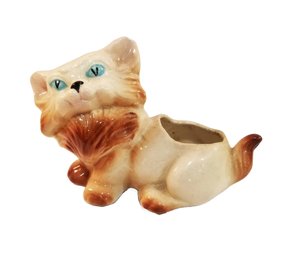 Vintage Hull Blue Eyed Ceramic Cat Planter