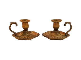 Pair Of Vintage Solid Brass Candlestick Holders