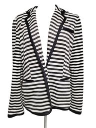 NWT NOS Calvin Klein Ladies Size Large Black & White Striped Jacket Blazer