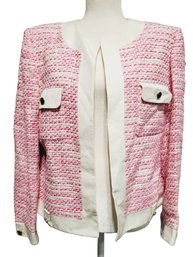 NOS NWT Tahari Arthur S. Levine Size 12 Ladies Pink Tweed Cotton Blend Short Jacket ONLY