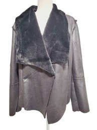 NWT ALFANI Ladies Faux Leather & Fur Short Outerwear Jacket Coat - Size XL