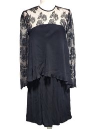 NOS Georgio Armani Italy Ladies Black Crepe Lace Dress Size 10