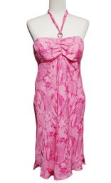 Vintage Lily Pulitzer Sleeveless Tube Corset Lined Silk Dress Pink Floral - Size 12
