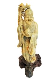 RARE Antique Hand Carved Soapstone Shou Lao Xing Chinese God Of Longevity Long Life Statue  Lot 2