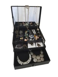 Lovely Selection Of Women's Costume Jewelry With Jewelry Box: Necklaces, Earrings, Bracelets, Rings & More