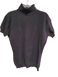 Vintage NOS Pringle Of Scotland Black Cashmere Short Sleeved Rhinestone Embellished Sweater Size Large