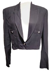 Sonia Rykiel Made In France Ladies Black Short Blazer Jacket With Rhinestone Sleeve Embellishments Size 6