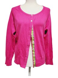 Ladies Lilly Pulizter Hot Pink Cardigan Sweater Size Large - Cotton Blend