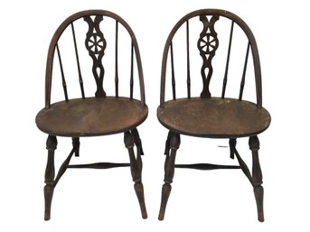 Antique Elm Windsor Chairs 19th C