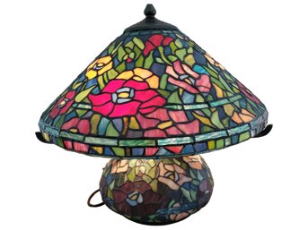 Colorful Tiffany Style Lamp Colorful Stained Glass Floral Mosaic Shade & Base 3-Way Light